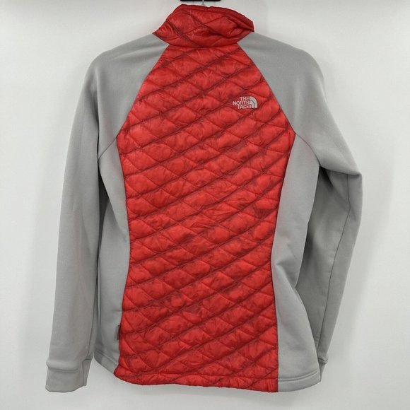 The North Face Pink Gray Puffer Full Zup Sweat Shirt Size Medium - Picture 2 of 6